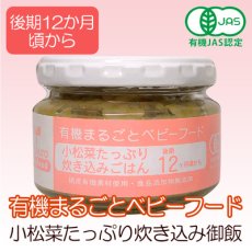 画像1: 有機まるごとベビーフード 小松菜たっぷり炊き込み御飯 100ｇ 後期12か月頃(Japanese Organic Marugoto Baby Food - Komatsuna Plentifully Cooked Rice - 100g - Late 12months) (1)