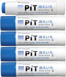 画像1: トンボ鉛筆 スティックのり 10g 消えいろPiT (塗り色が消える) Sサイズ 5本  (1)