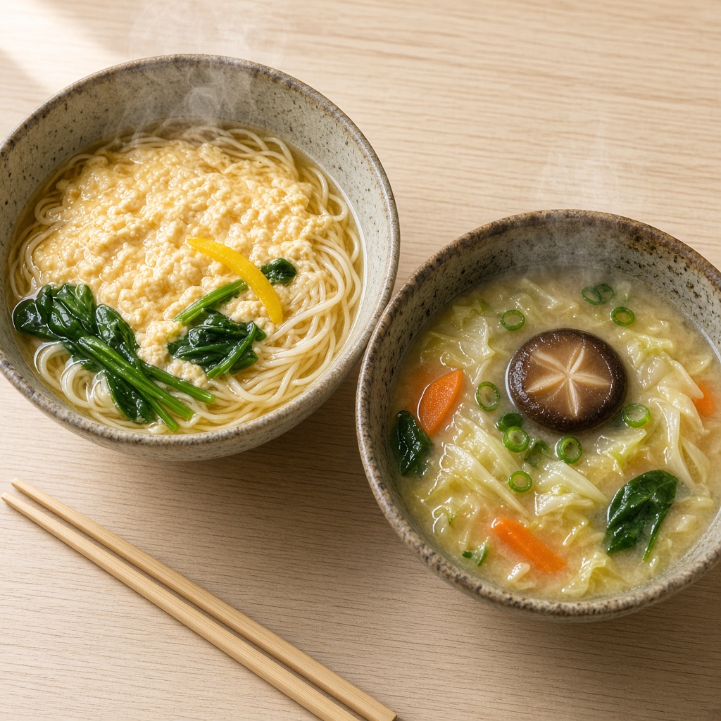 Amano Foods nyumen Sumashi Yuzu and Five Vegetables in bowls (serving image)